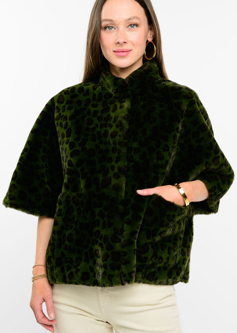 IVY JANE CAPELET LEOPARD FAUX JACKET