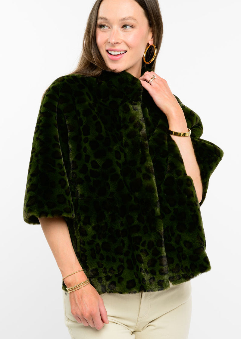 IVY JANE CAPELET LEOPARD FAUX JACKET