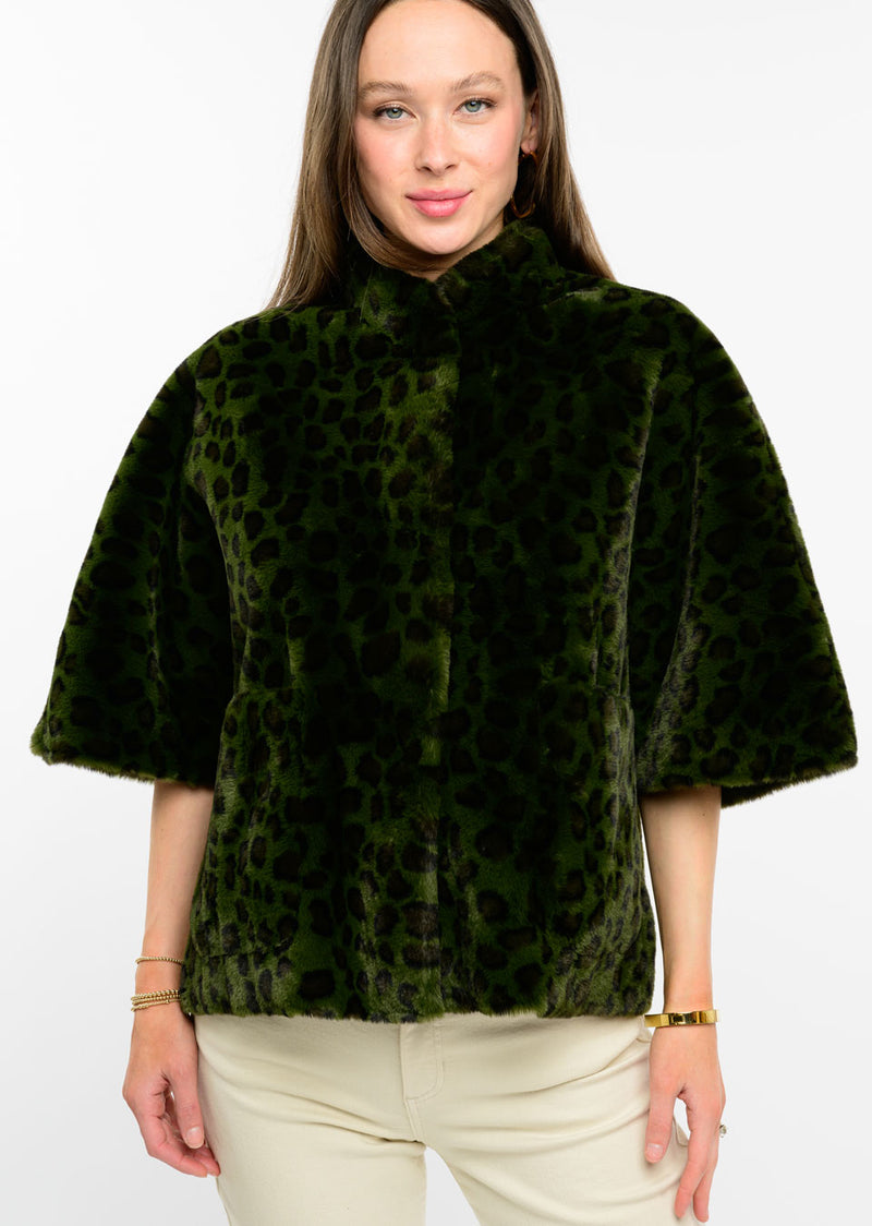 IVY JANE CAPELET LEOPARD FAUX JACKET