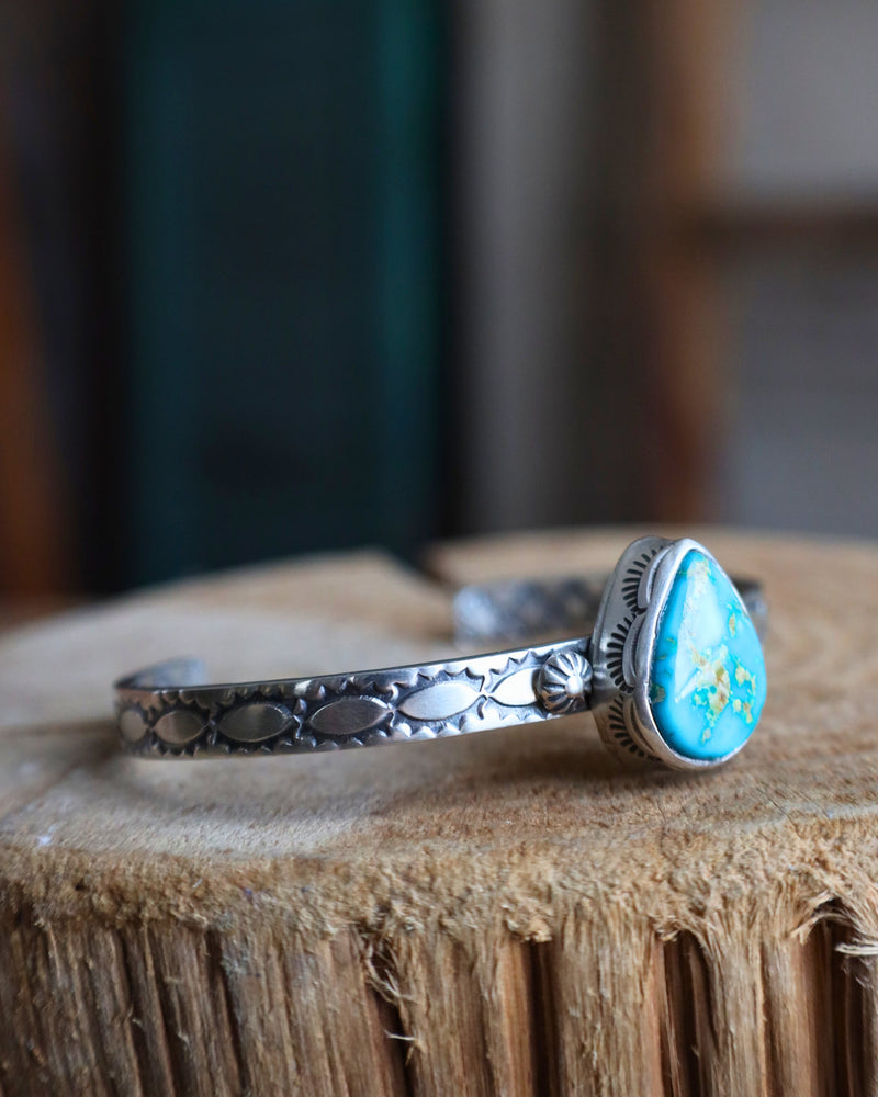 Teardrop Turquoise Thin Band Cuff