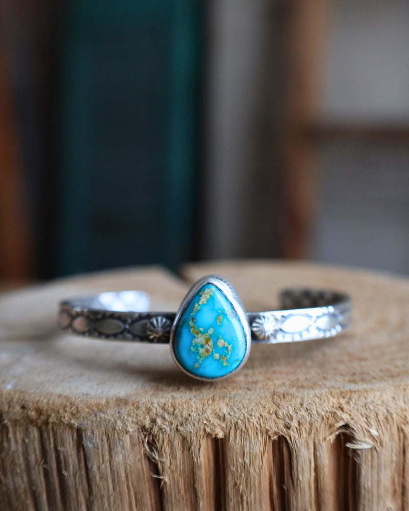 Teardrop Turquoise Thin Band Cuff