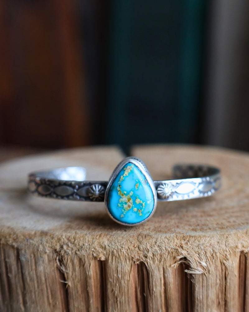 Teardrop Turquoise Thin Band Cuff