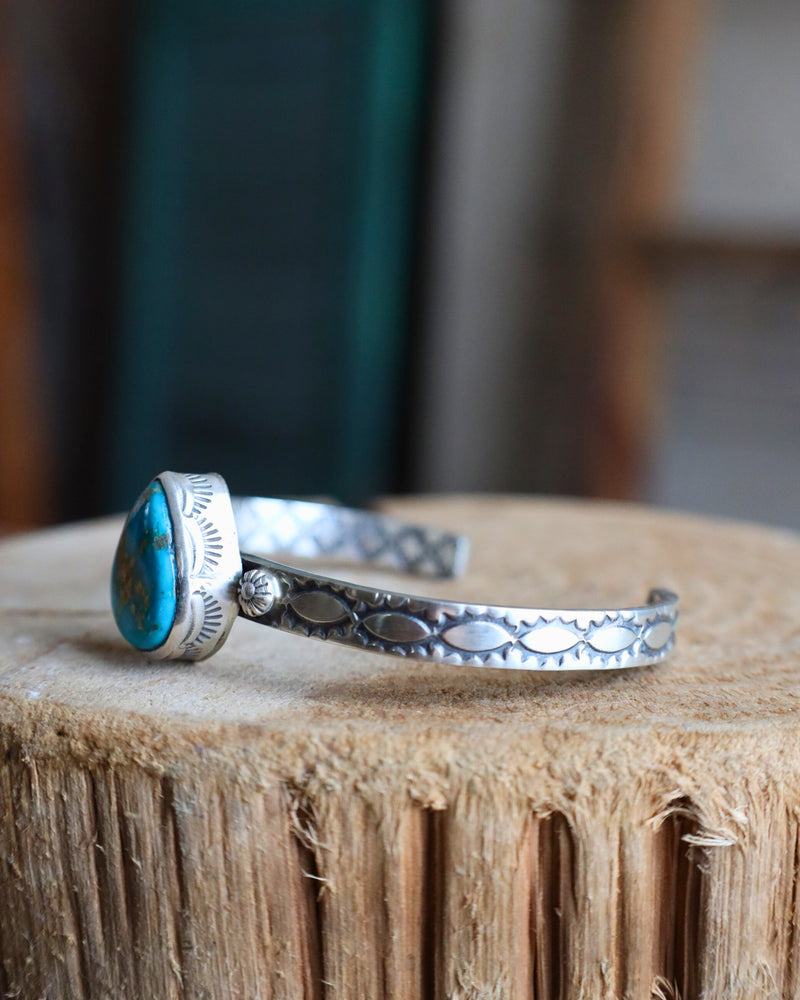 Teardrop Turquoise Thin Band Cuff