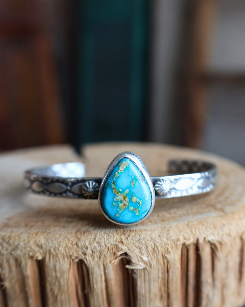 Teardrop Turquoise Thin Band Cuff