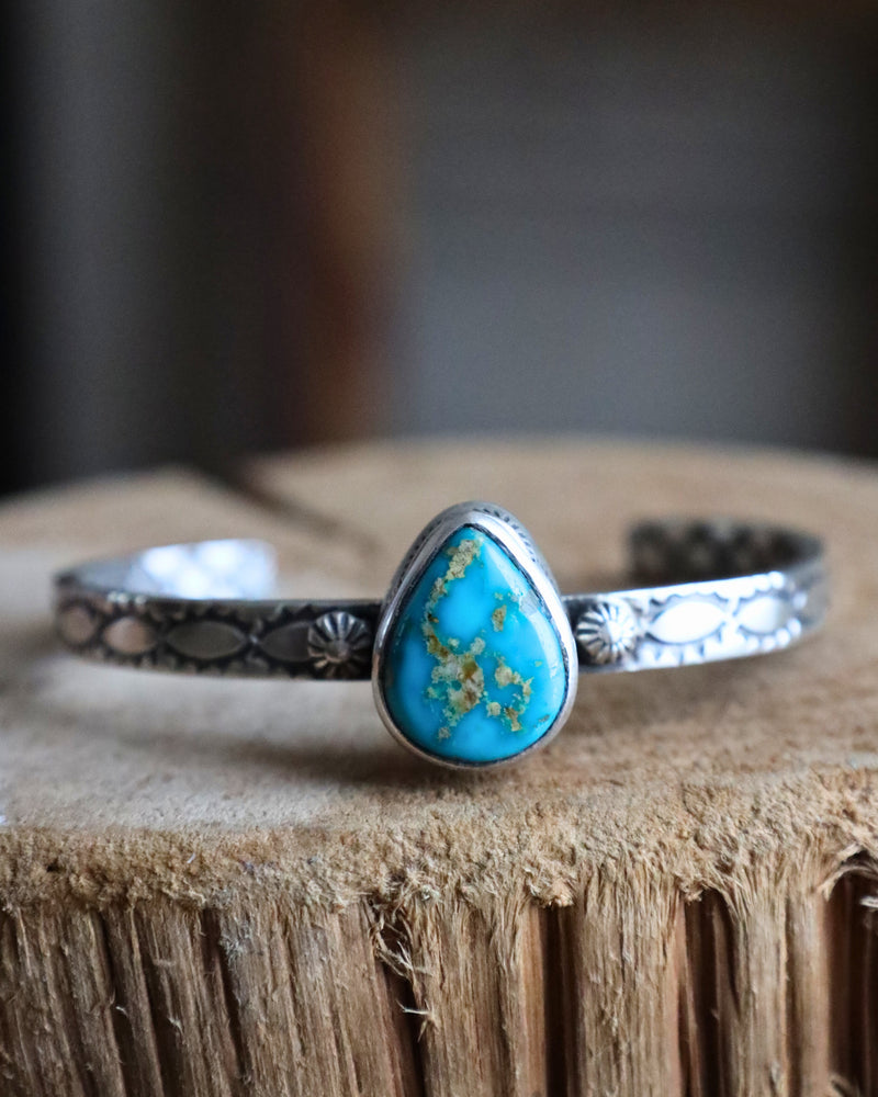 Teardrop Turquoise Thin Band Cuff