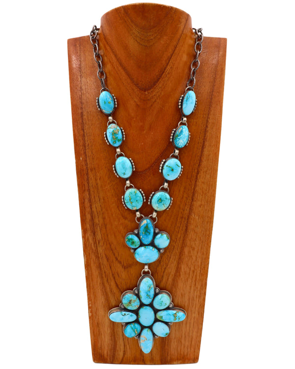 LARGE TURQUOISE STAR CROSS NECKLACE