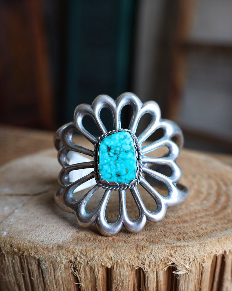 Vintage Flower Turquoise Cuff