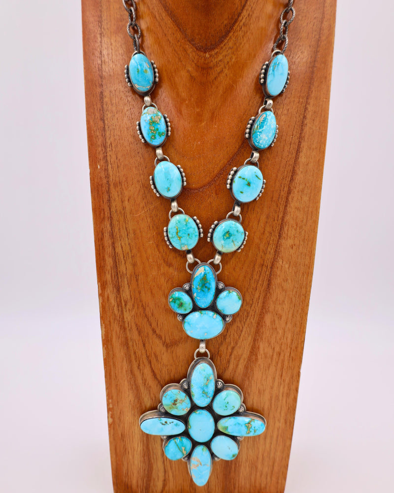 LARGE TURQUOISE STAR CROSS NECKLACE