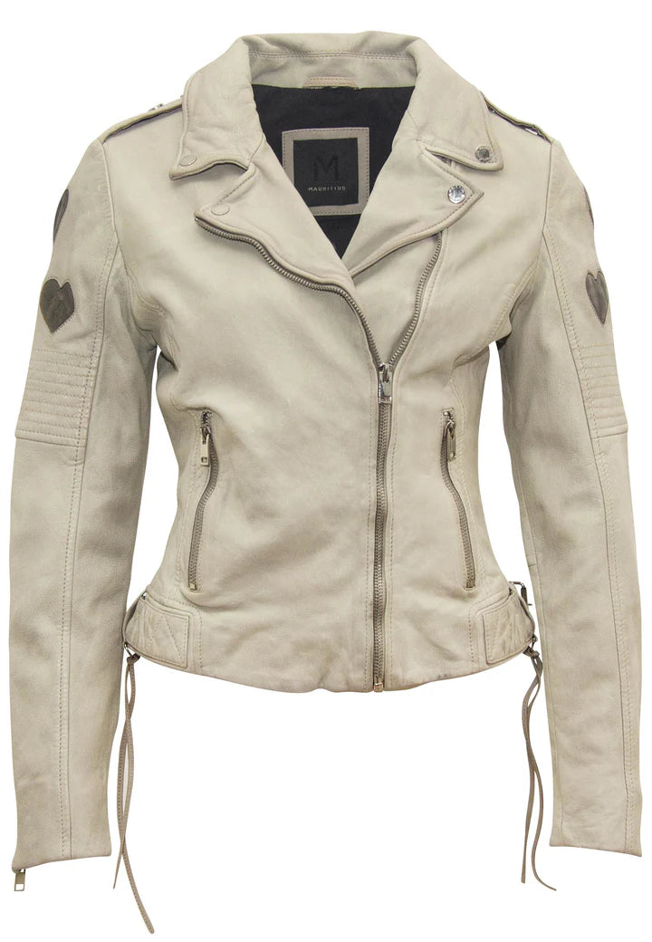 Mauritius Reo RF Heart Detail Leather Jacket