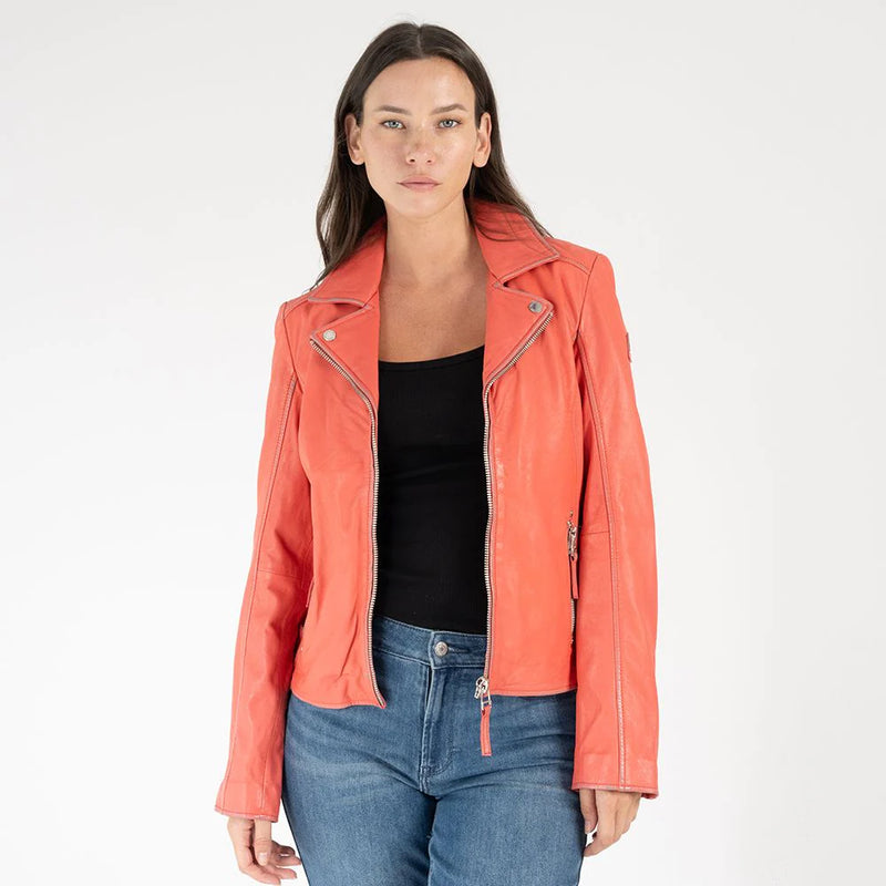 Mauritius Louzia RF Leather Jacket- Coral