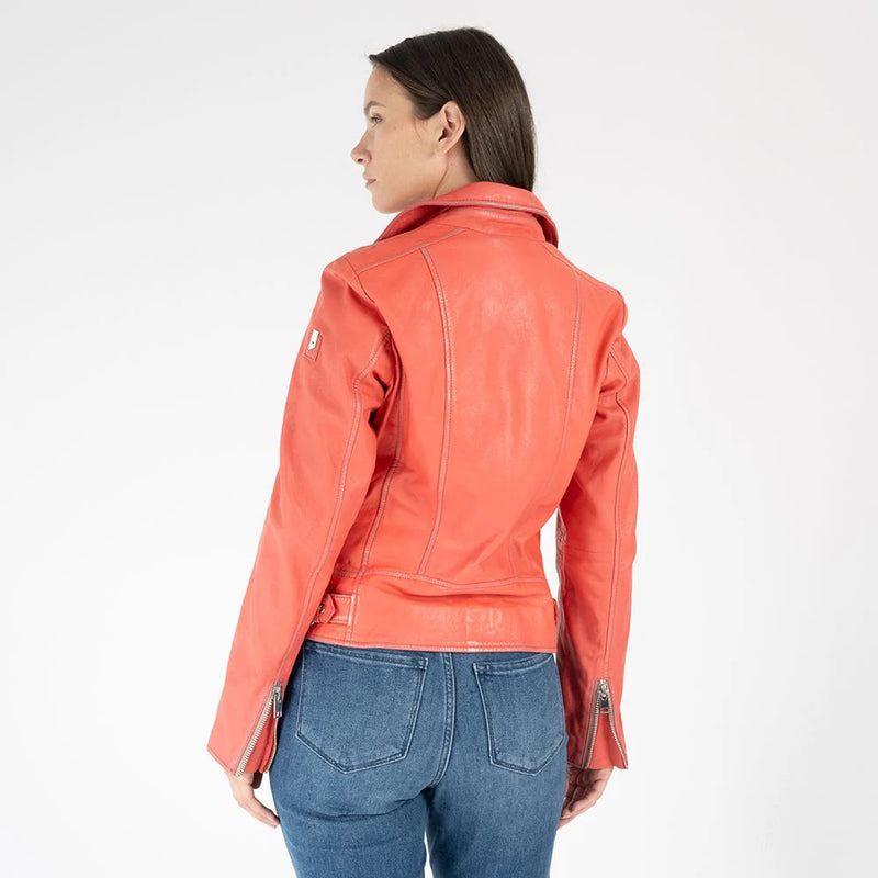 Mauritius Louzia RF Leather Jacket- Coral