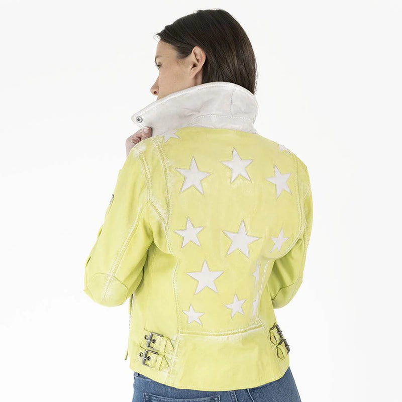 Mauritius Christy RF Star Detail Leather Jacket- Limeade