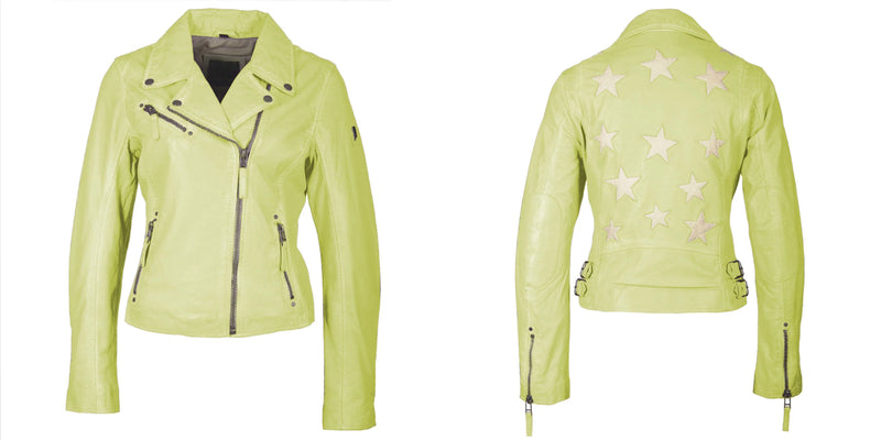 Mauritius Christy RF Star Detail Leather Jacket- Limeade