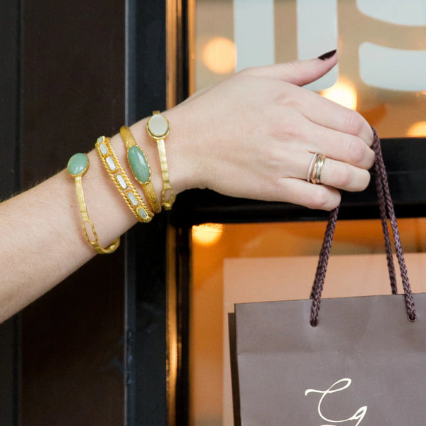 Christina Greene Cable Bangle - Pearl