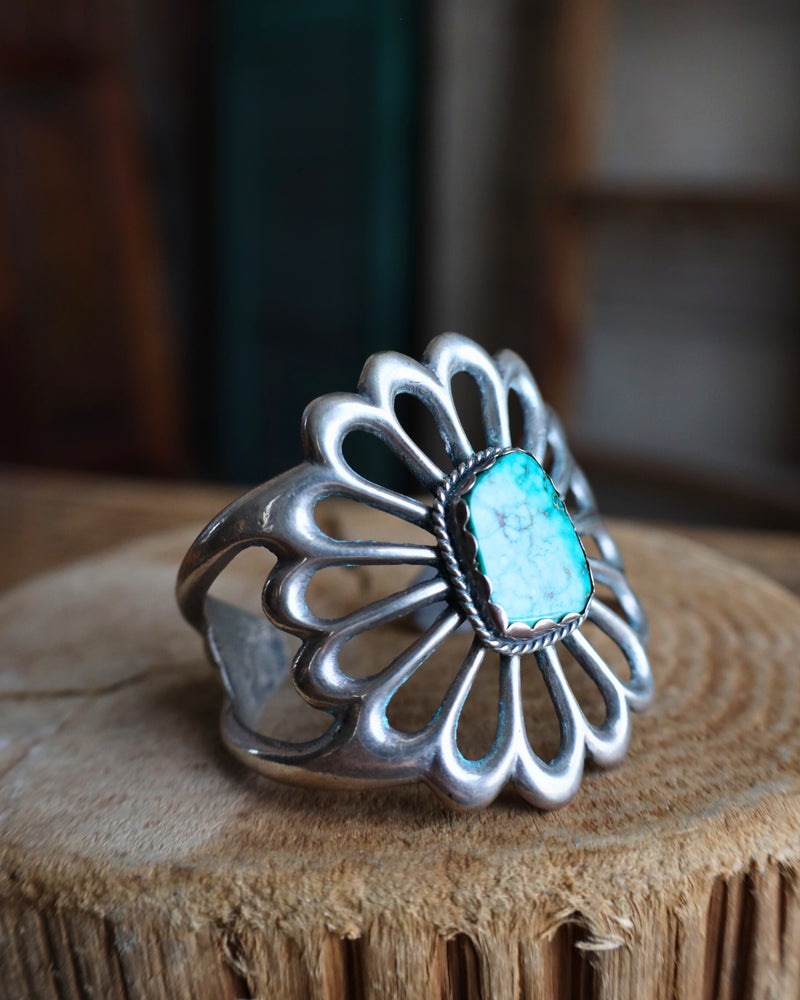 Vintage Flower Turquoise Cuff