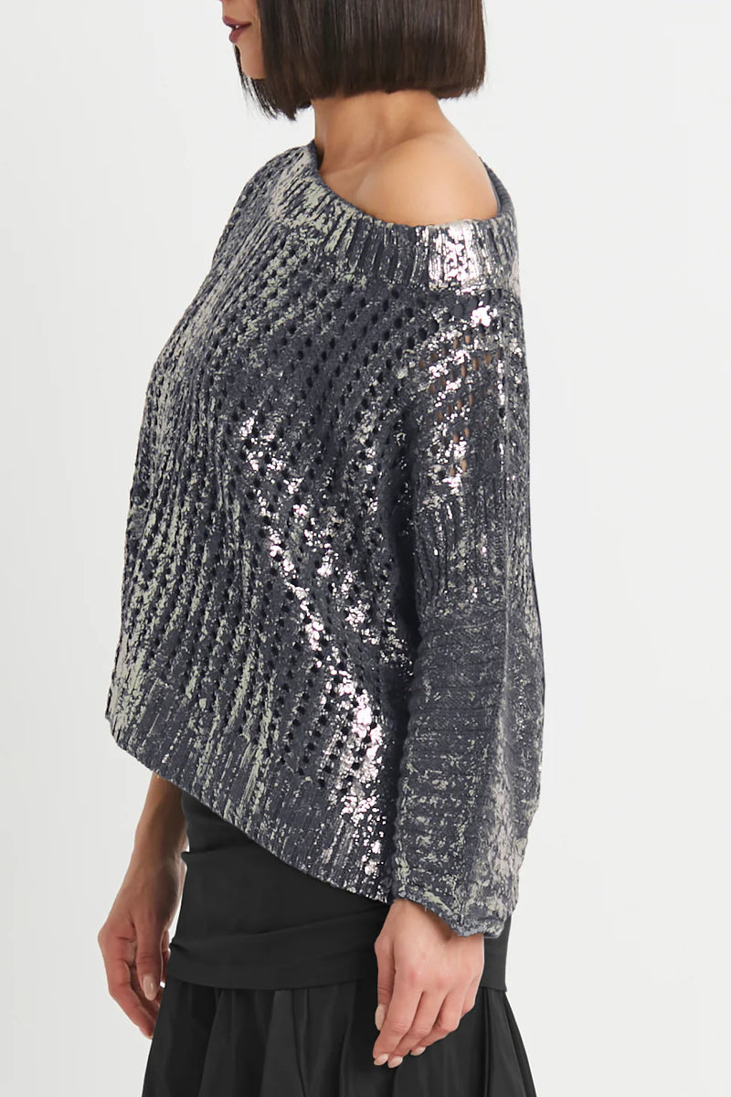 Planet Pima Cotton Glimmer Crochet Boatneck Sweater