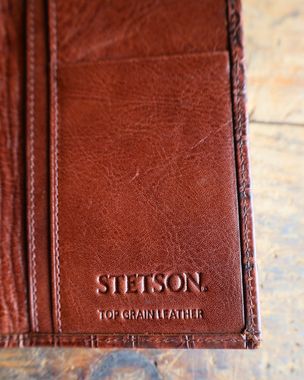 STETSON COGNAC FAUX CAIMAN CHECKBOOK