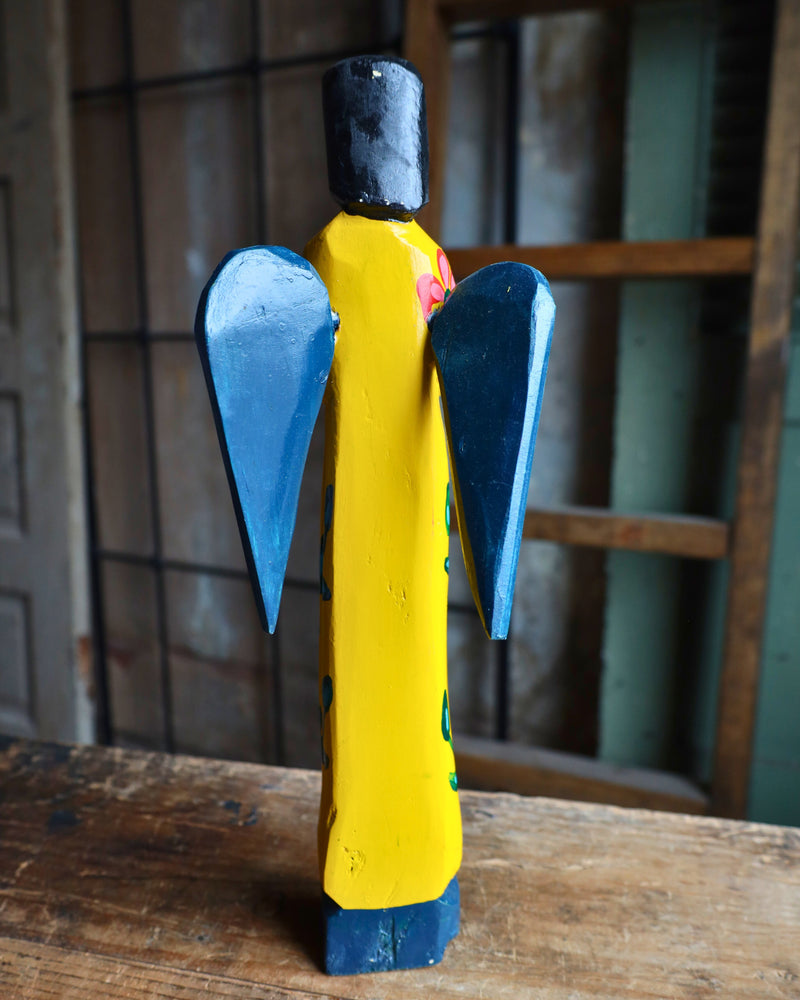 WOODEN PAINTED ANGEL - YELLOW