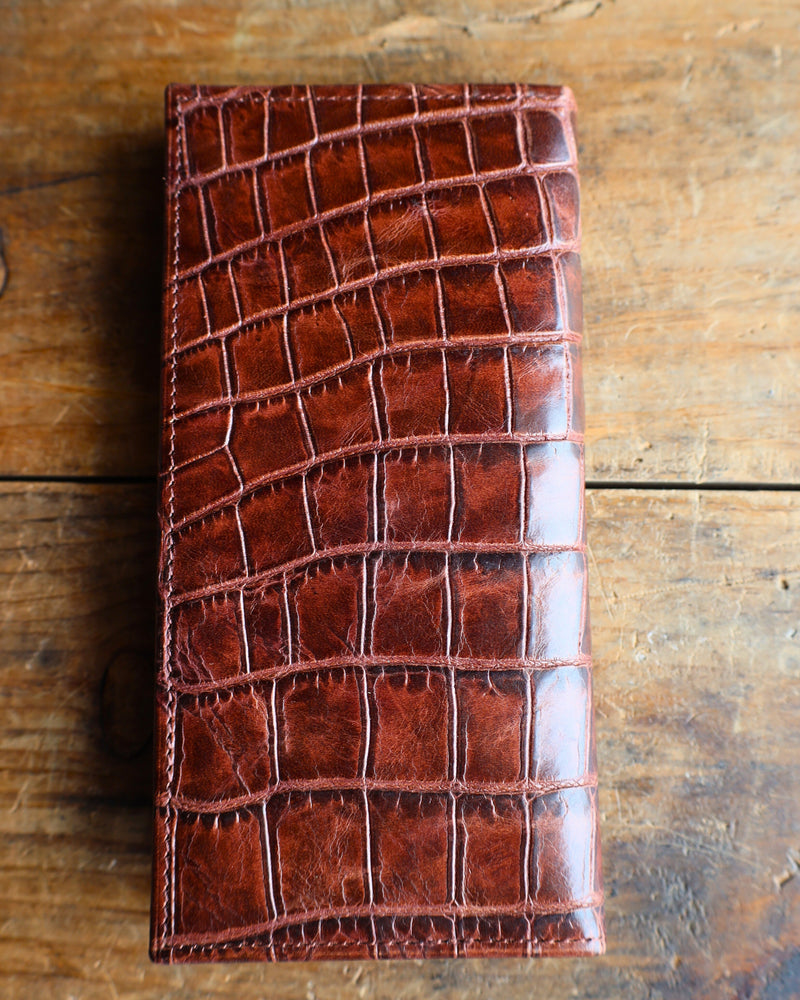 STETSON COGNAC FAUX CAIMAN CHECKBOOK