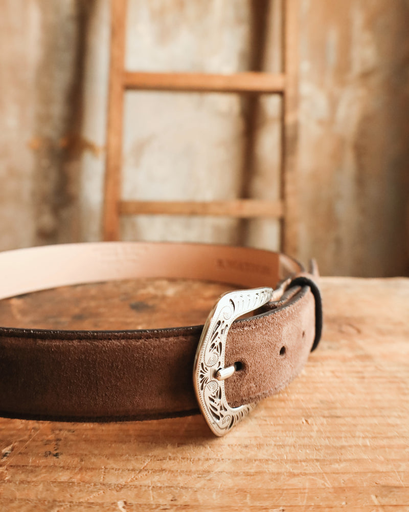 R. WATSON SUEDE CHOCOLATE BELT