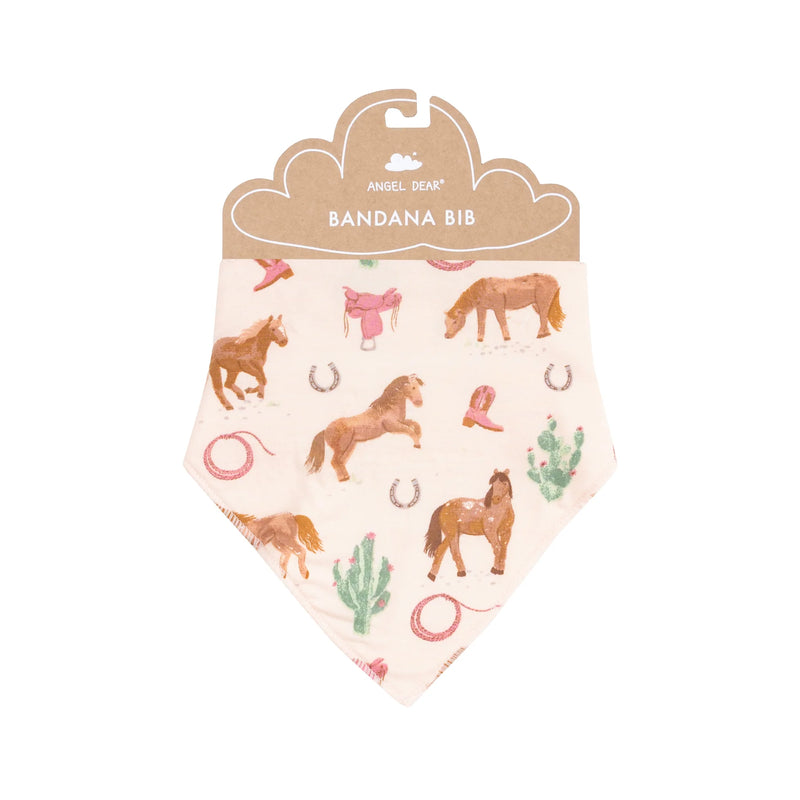 Angel Dear Bandana Bib - Western Horses Pink - O/S