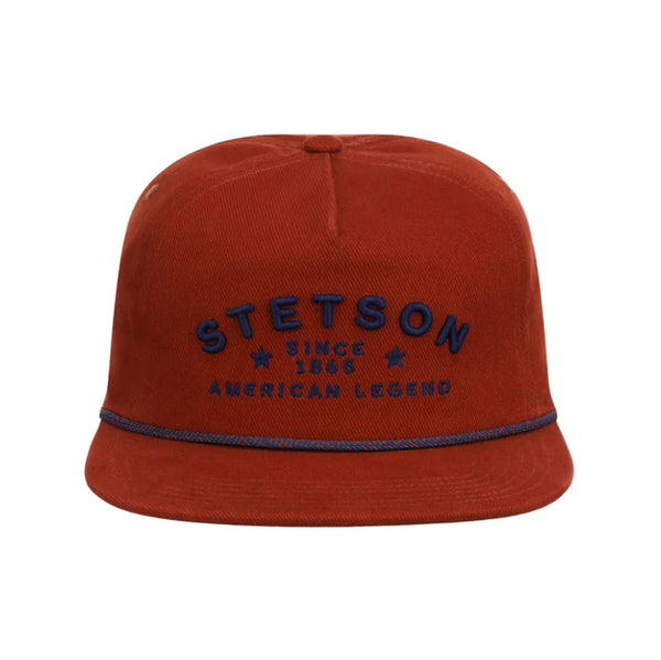 Red cap with 'Stetson' branding on a white background