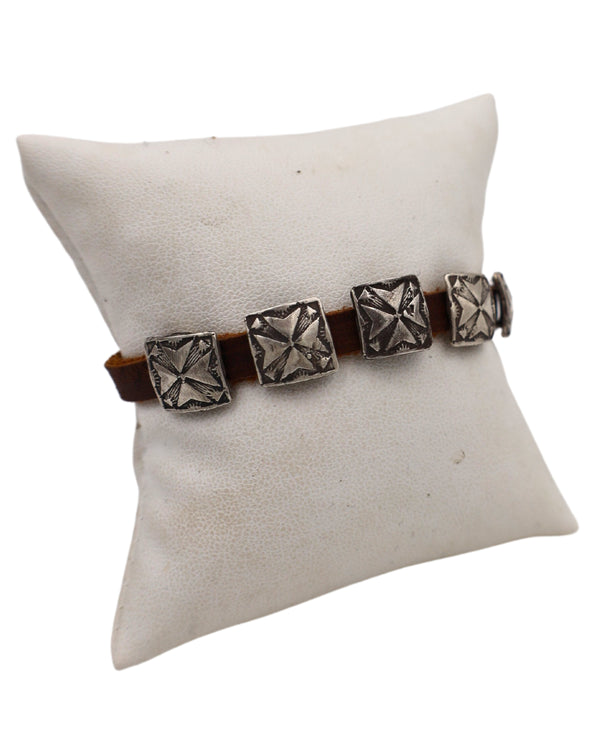 LOVE TOKENS SQUARE CROSS LEATHER CINCH BRACELET