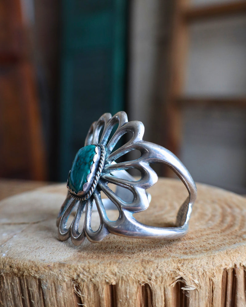 Vintage Flower Turquoise Cuff