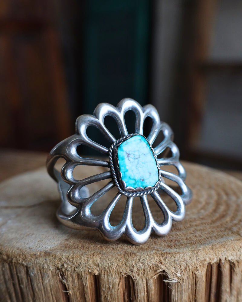 Vintage Flower Turquoise Cuff