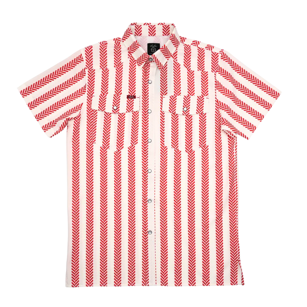 San Jac Men's Short Sleeve Performance Shirt - Red Stripe