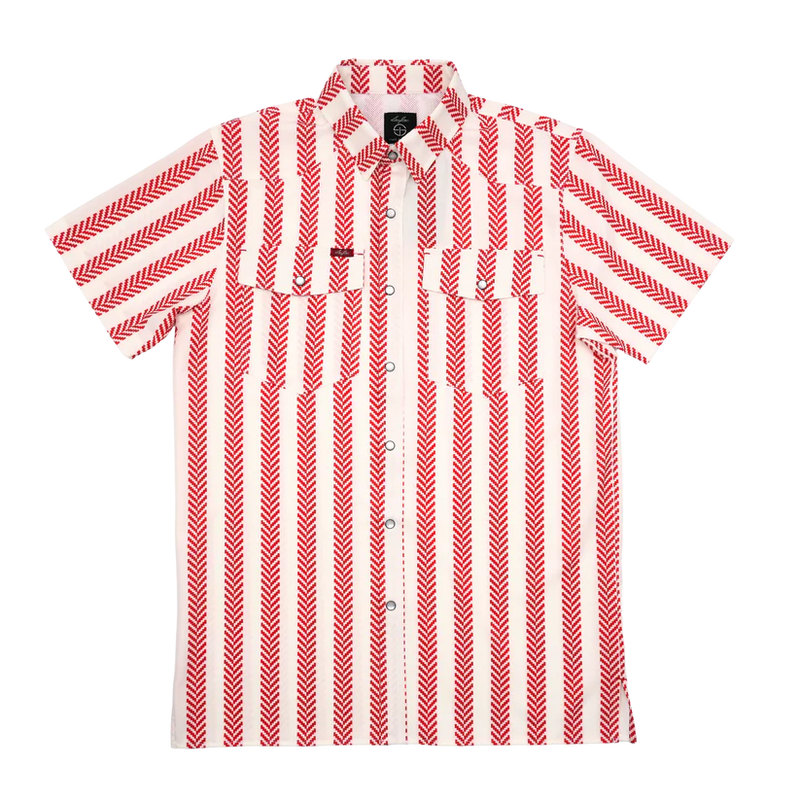 San Jac Men's Short Sleeve Performance Shirt - Red Stripe