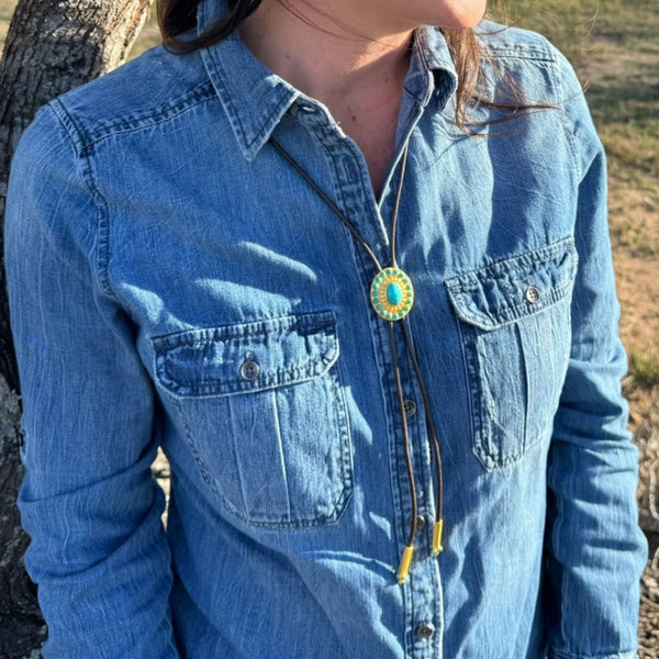 Christina Greene Canyon Sky Turquoise Bolo Tie