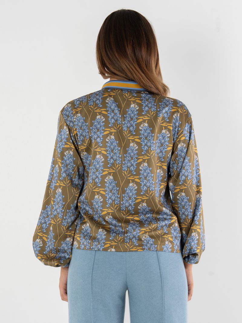 Emily McCarthy Lolli Bluebonnet Long Sleeve Silk Blouse 