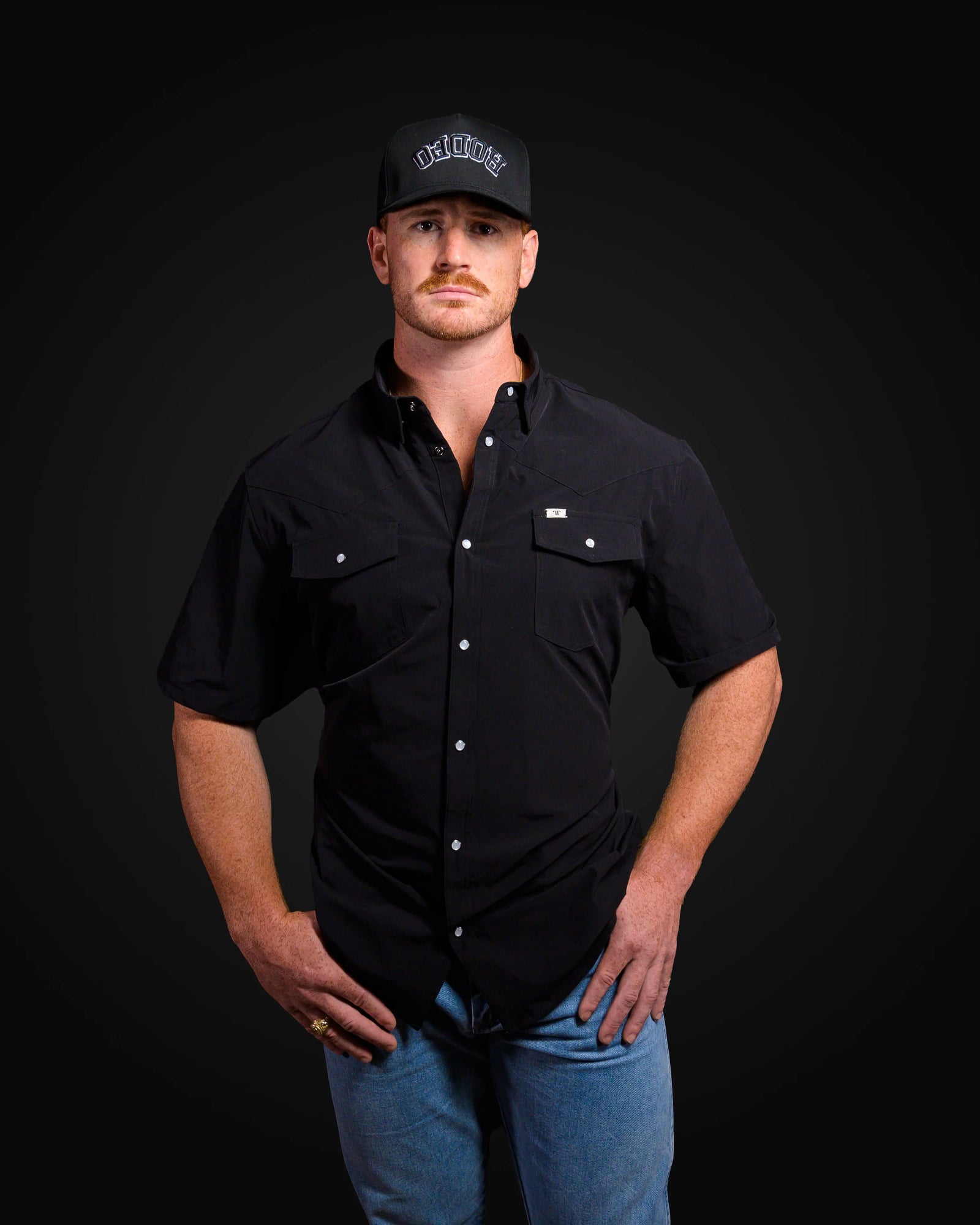 トップス rainbowfam Pablo Shirts - Short Black Ferrell CORE - Men's Black Short Sleeve Snap Shirt – Maverick Fine