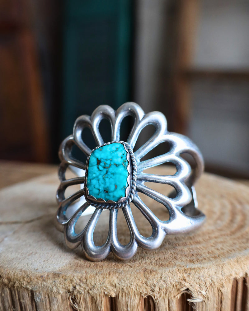 Vintage Flower Turquoise Cuff