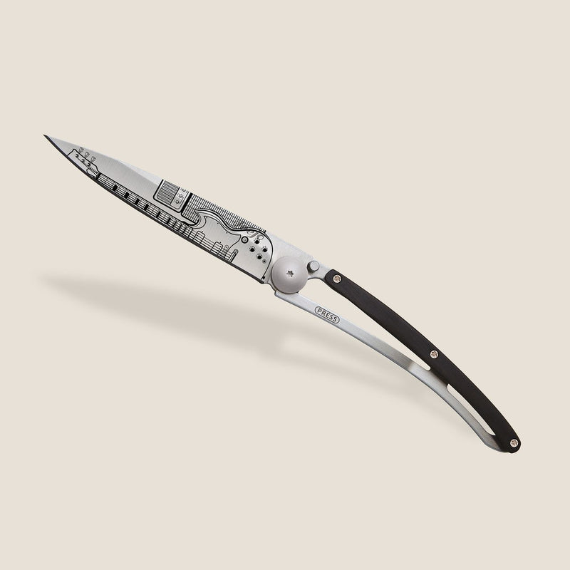 DEEJO USA ROCK'N ROLL EBONY WOOD KNIFE