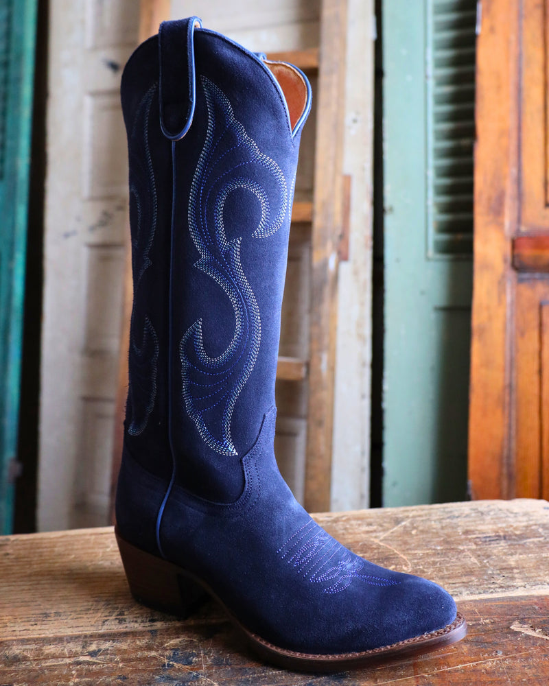 MACIE BEAN WOMEN'S 15" NAVY BLUE SUEDE BOOTS