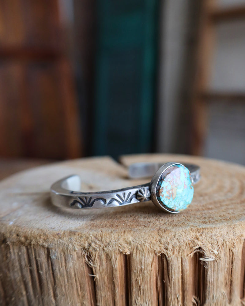 Blue and Brown Turquoise Thick Band Cuff