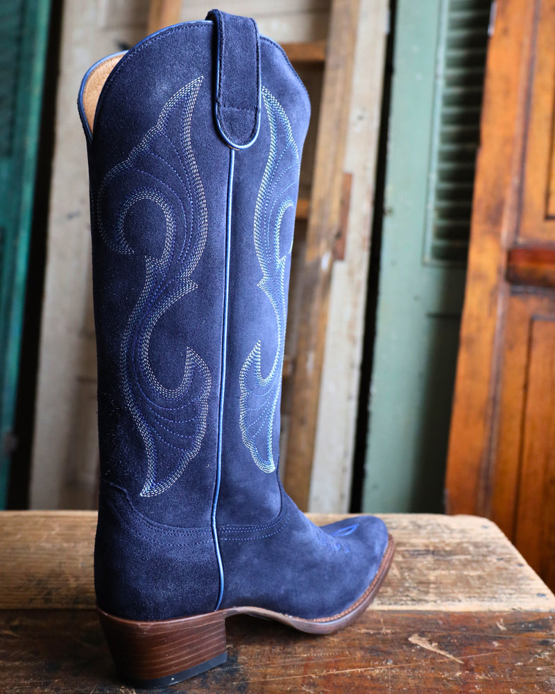 MACIE BEAN WOMEN'S 15" NAVY BLUE SUEDE BOOTS