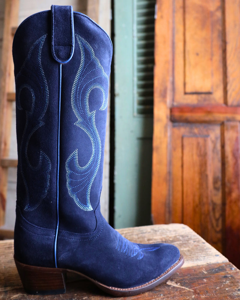 MACIE BEAN WOMEN'S 15" NAVY BLUE SUEDE BOOTS