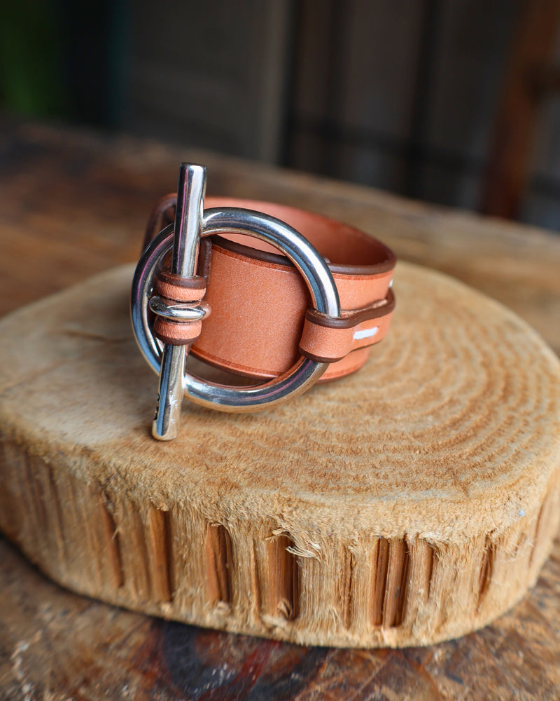 CXC JEWELRY ORIGINS LEATHER CAMEL AND SILVER BRACELET