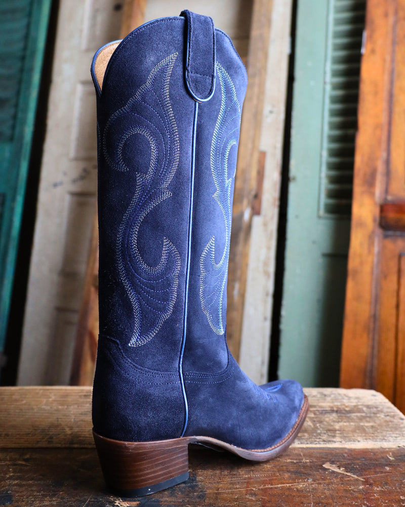 MACIE BEAN WOMEN'S 15" NAVY BLUE SUEDE BOOTS