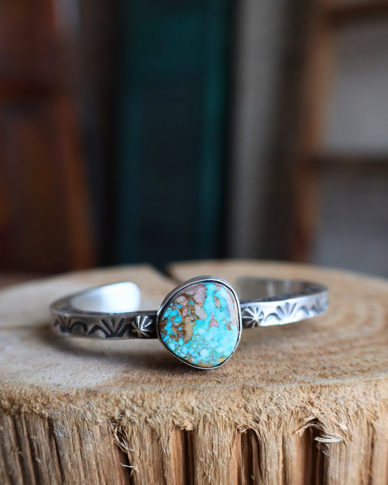 Blue and Brown Turquoise Thick Band Cuff