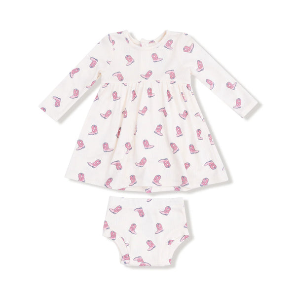 Angel Dear Cowboy Boot Simple Dress + Bloomer
