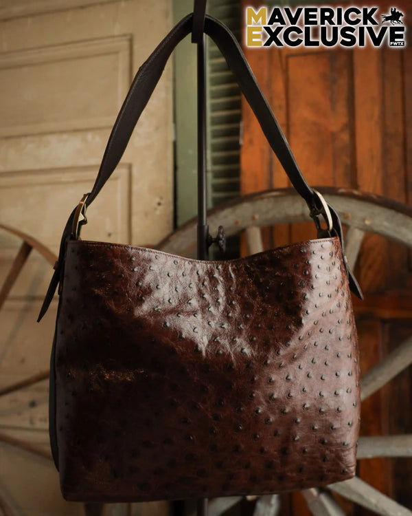 Maverick Exclusive Kango Tobacco Ostrich Brass Handbag