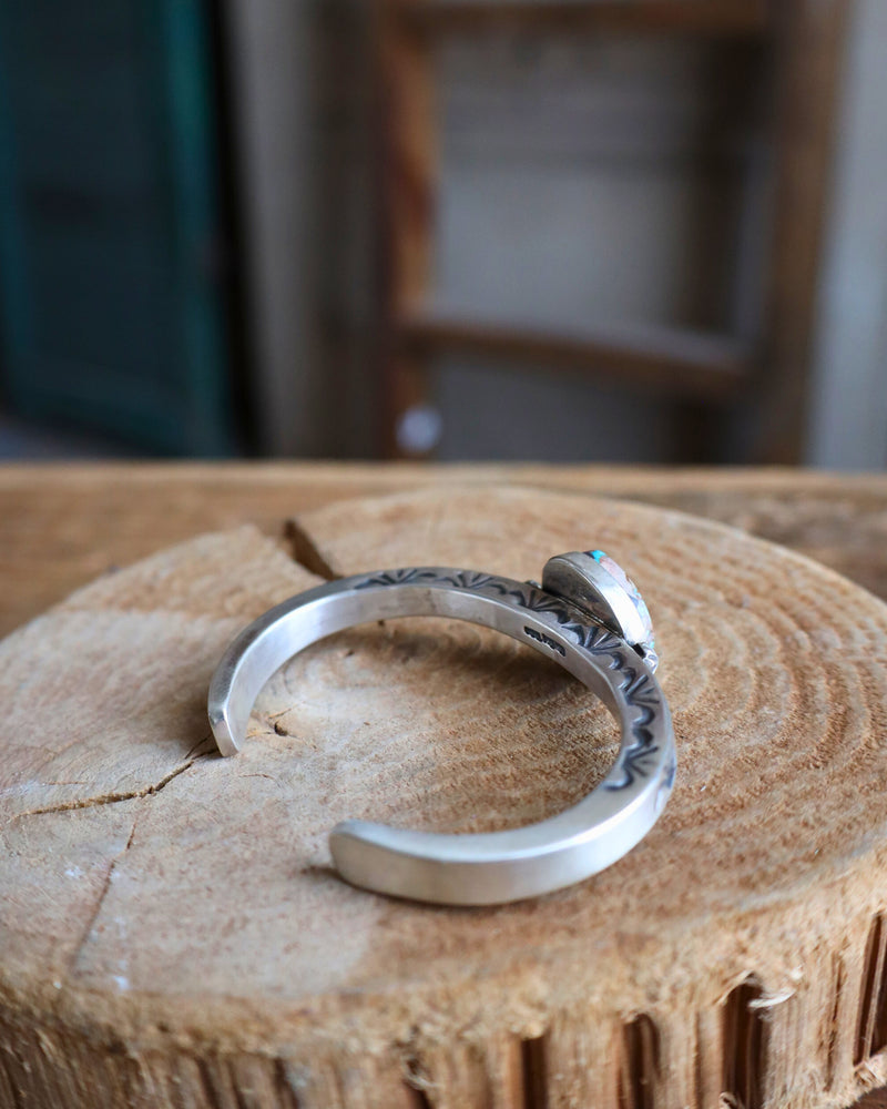 Blue and Brown Turquoise Thick Band Cuff