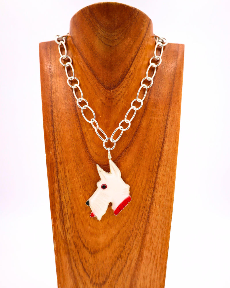 COREEN CORDOVA WHITE SCOTTY DOG PENDANT
