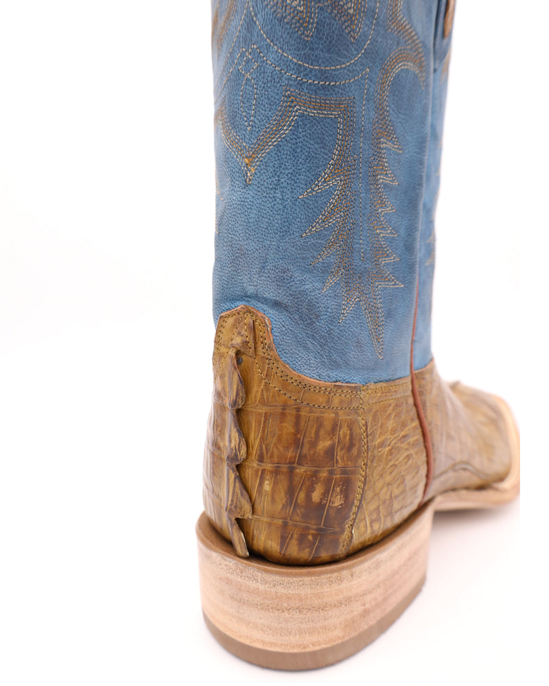 Rip Cognac Caiman Tail Boots with blue shaft