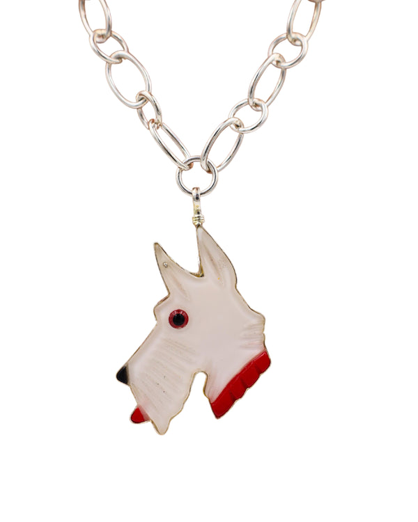 COREEN CORDOVA WHITE SCOTTY DOG PENDANT