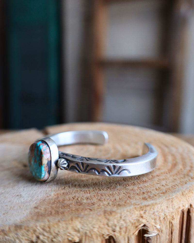 Blue and Brown Turquoise Thick Band Cuff